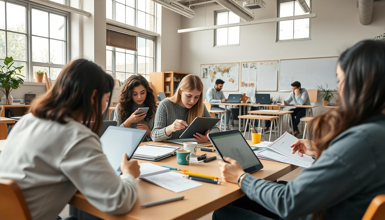 Students working in research laboratory